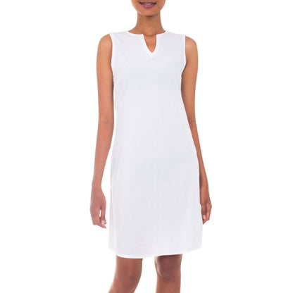 NOVICA Lily in White Cotton Shift Dress | GreaterGood NOVICA Lily in White Cotton Shift Dress | GreaterGood