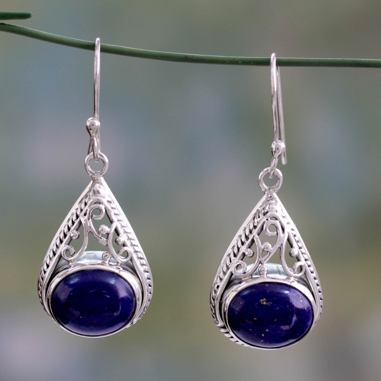 Royal Grandeur Fair Trade Lapis Lazuli and Sterling Silver Earrings