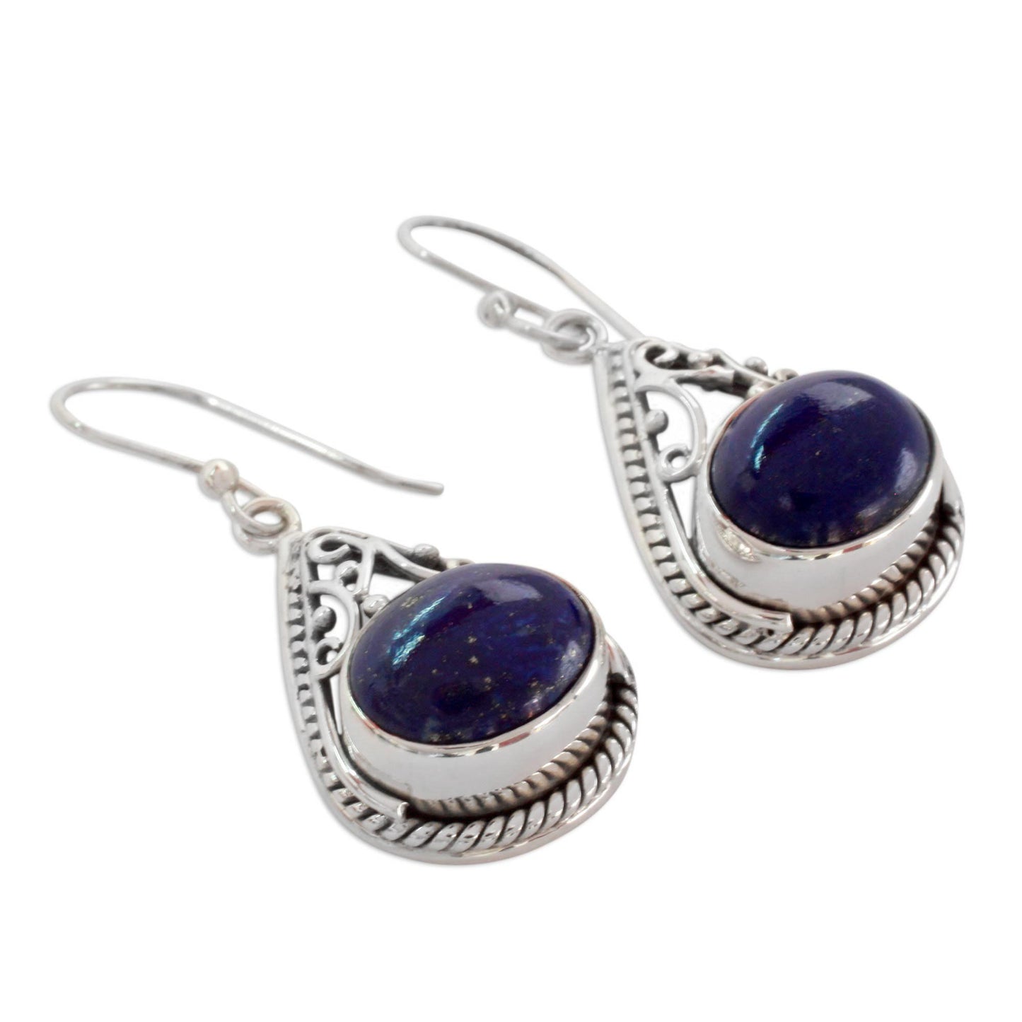 Royal Grandeur Fair Trade Lapis Lazuli and Sterling Silver Earrings