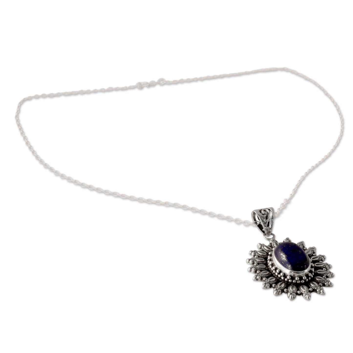 Royal Allure Artisan Crafted Lapis Lazuli and Silver Pendant Necklace