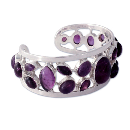 Purple Harmony Amethyst Silver Cuff Bracelet