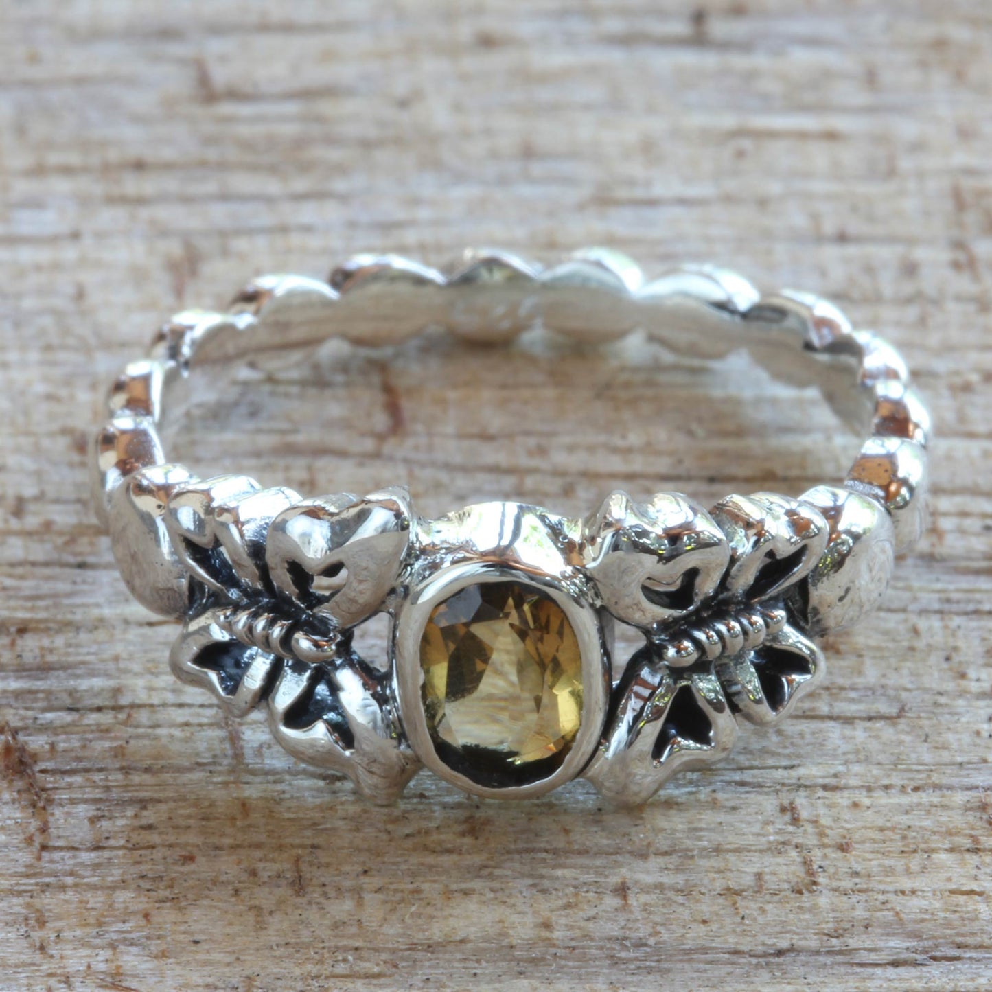 Honey & Butterflies Sterling Citrine Cocktail Ring