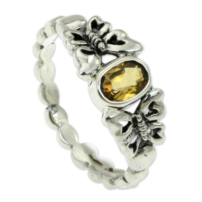 Honey & Butterflies Sterling Citrine Cocktail Ring