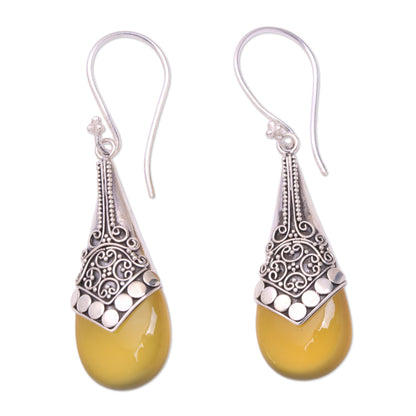 Puncak Jaya in Yellow Balinese Sterling Silver and Yellow Chalcedony Earrings