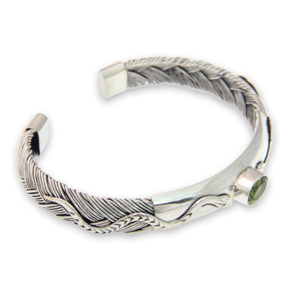 Baby Viper Snake Motif Cuff Bracelet with Peridot