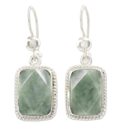 Green Nuances Guatemala Artisan Crafted Jade and Sterling Silver Earrings