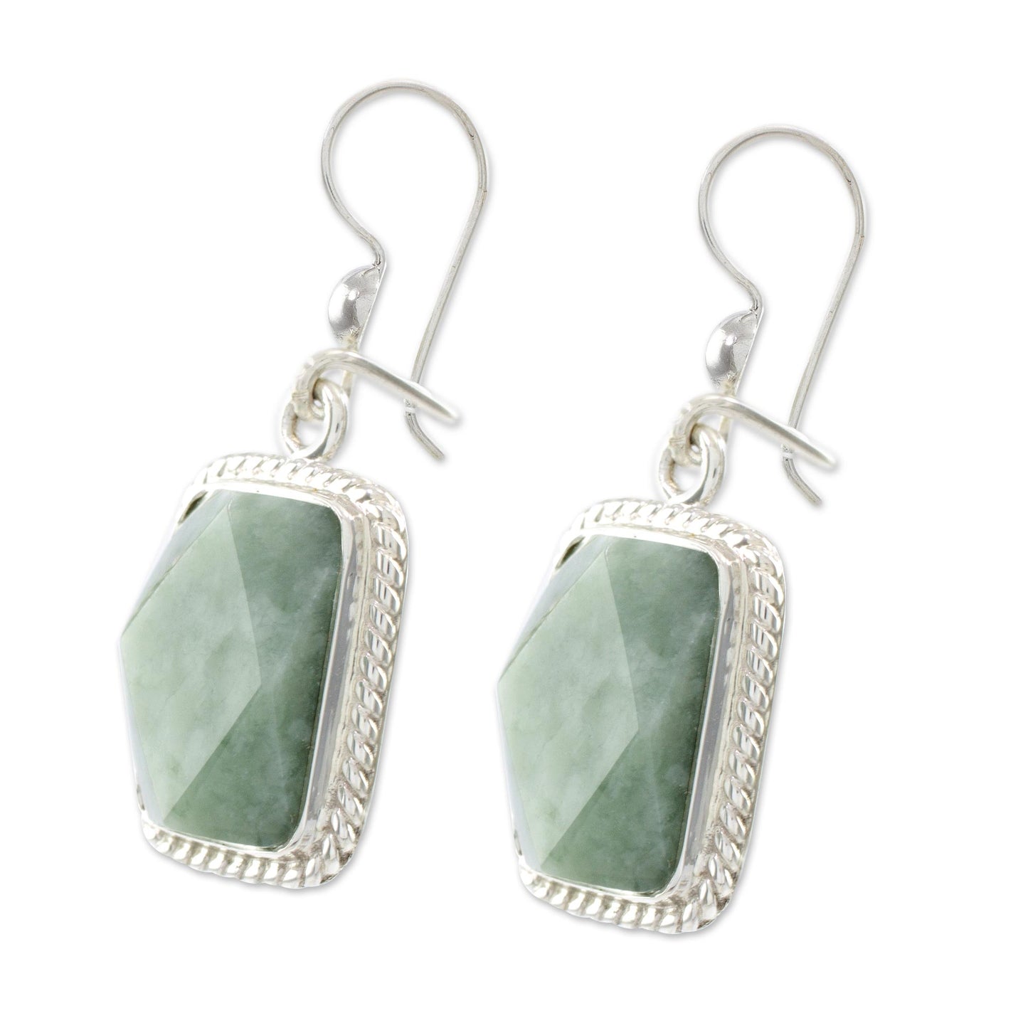 Green Nuances Guatemala Artisan Crafted Jade and Sterling Silver Earrings