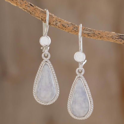 Lavender Tear Hand Crafted Sterling Silver Lavender Jade Dangle Earrings