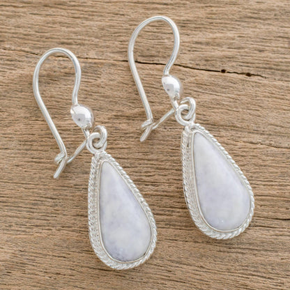 Lavender Tear Hand Crafted Sterling Silver Lavender Jade Dangle Earrings