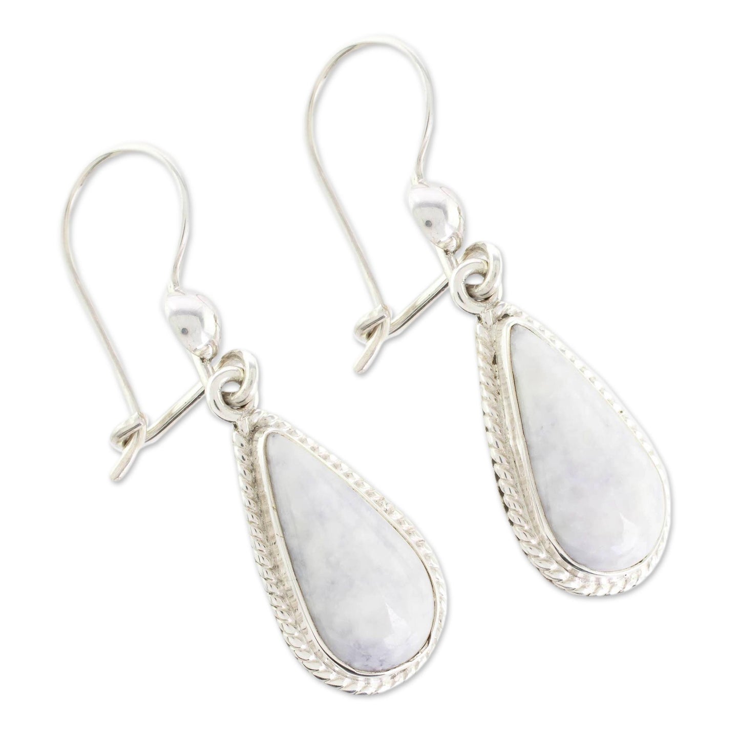 Lavender Tear Hand Crafted Sterling Silver Lavender Jade Dangle Earrings