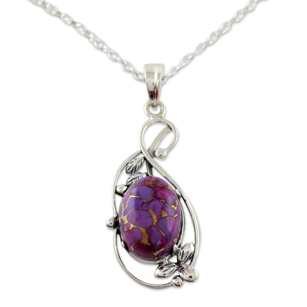 Splendor Necklace NOVICA Splendor Purple Composite Turquoise Silver Necklace from India ...