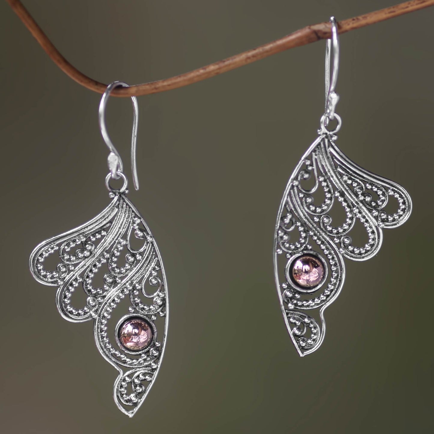 Fairy's Flight Sterling Silver Wing Earrings with 18k Gold Plated Accents