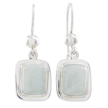 Maya Mint Light Green Jade & Silver Dangle Earrings