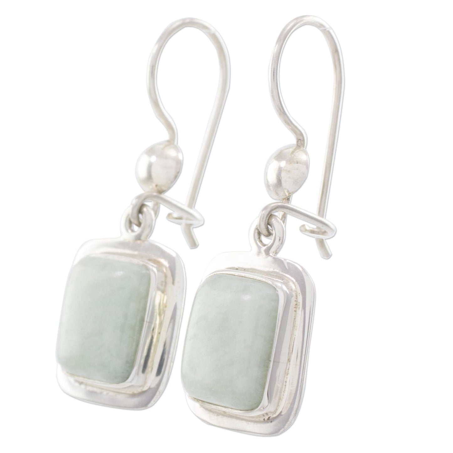 Maya Mint Light Green Jade & Silver Dangle Earrings