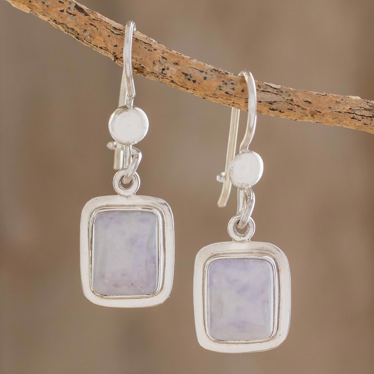 Maya Lilac Fair Trade Lilac Jade and Silver Modern Earrings