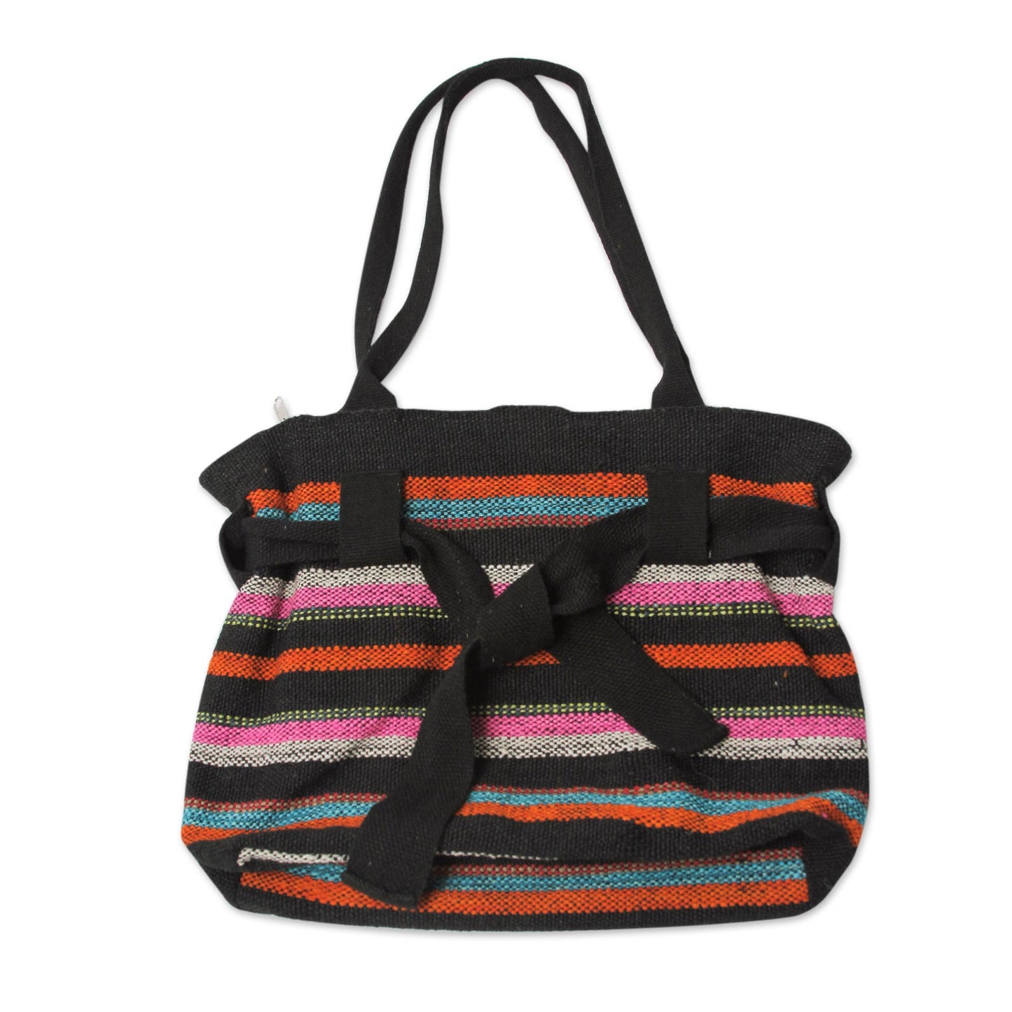 Vibrant Cajamarca Carnival Hand Woven Wool Shoulder Bag with 3 Pockets