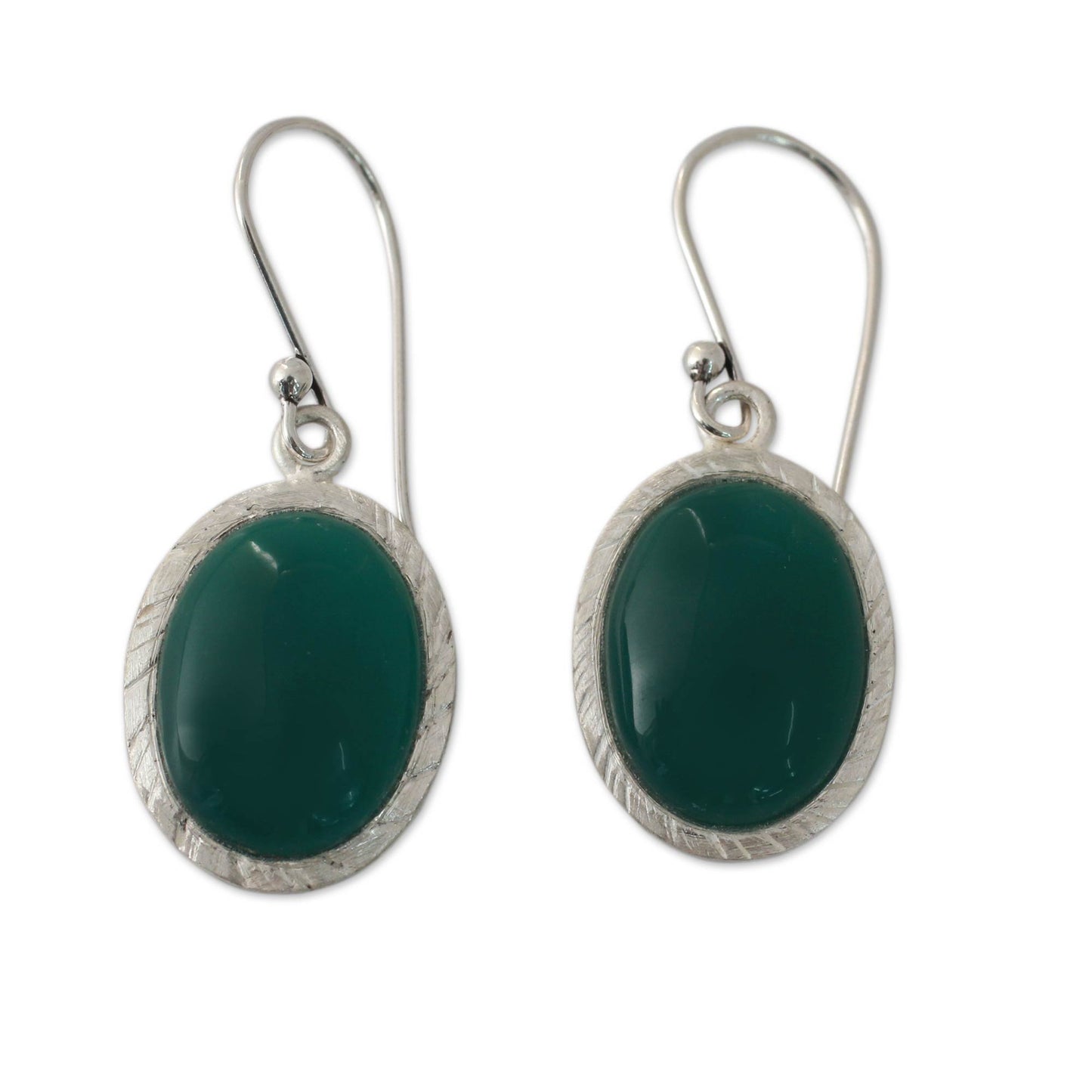 Woodland Dew Enhanced Green Onyx and Sterling Silver Earrings