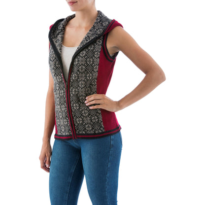 Floral Glory Alpaca Hooded Vest