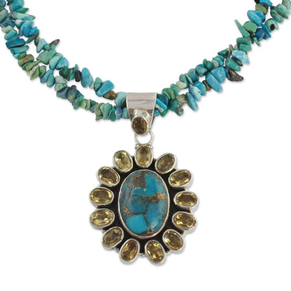 Sunny Sky Opulent Indian Necklace with 7 Carats of Citrine