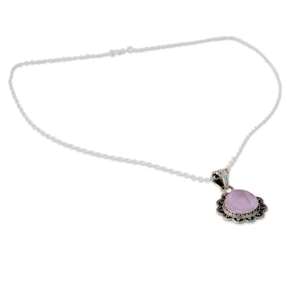 Petals Rose Quartz & Silver Pendant Necklace