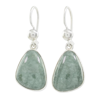 Forest Green Jade & Silver Dangle Earrings