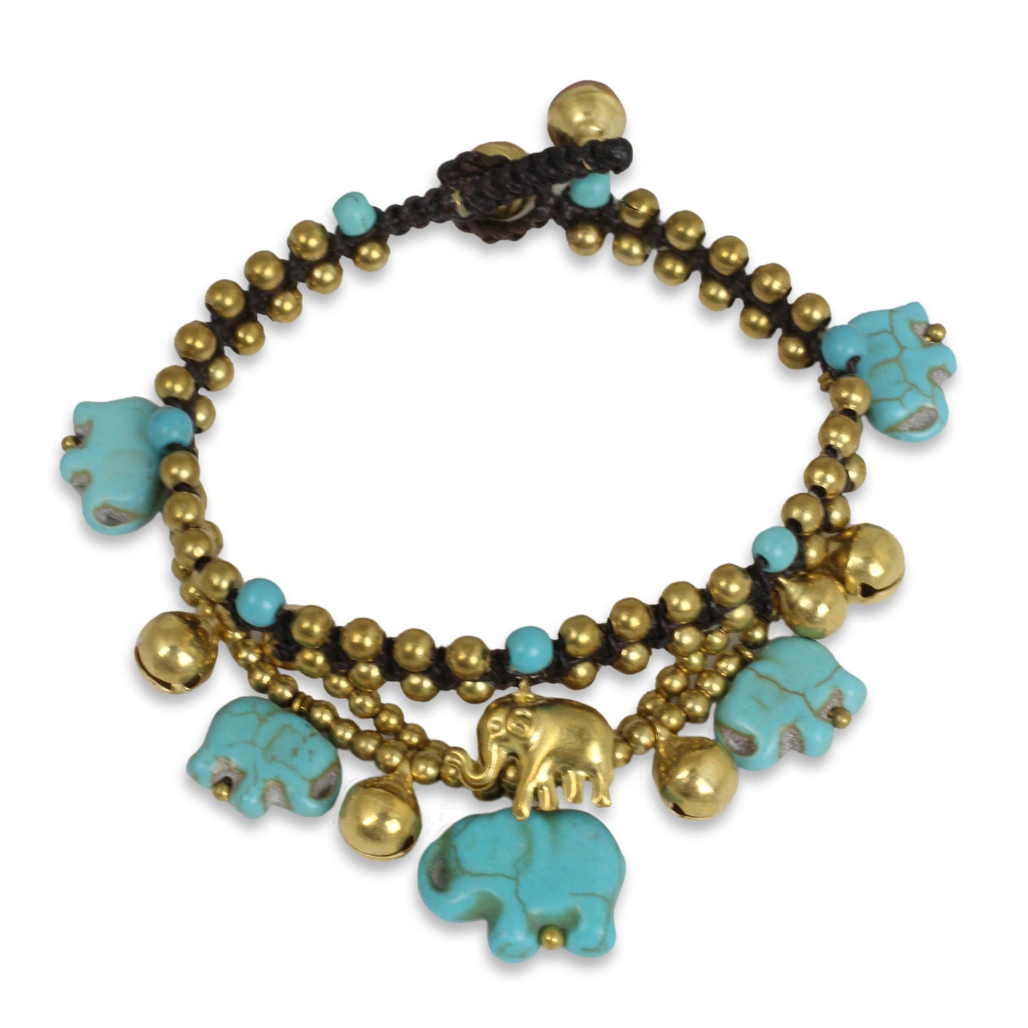 Blue Elephant Handcrafted Bead Bracelet with Blue Elephant Charms