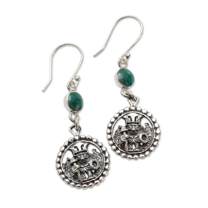 Inca Star Walker Inca Glyph Earrings with Chrysocolla and 925 Sterling Silver