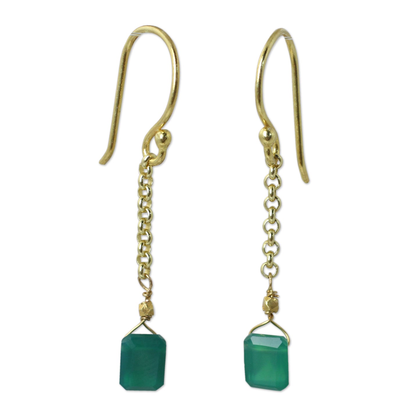 Living Soul Green Onyx & Gold Vermeil Dangle Earrings