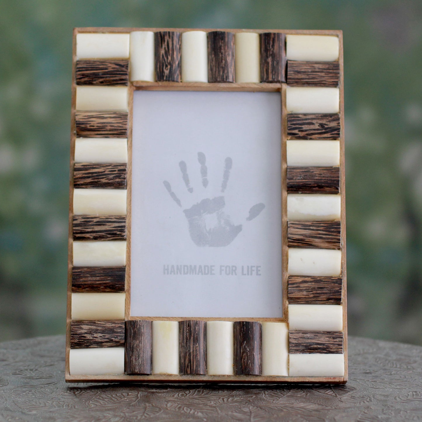 Forest Appeal Handcrafted Teak and Bone Photo Frame from India (4x6)