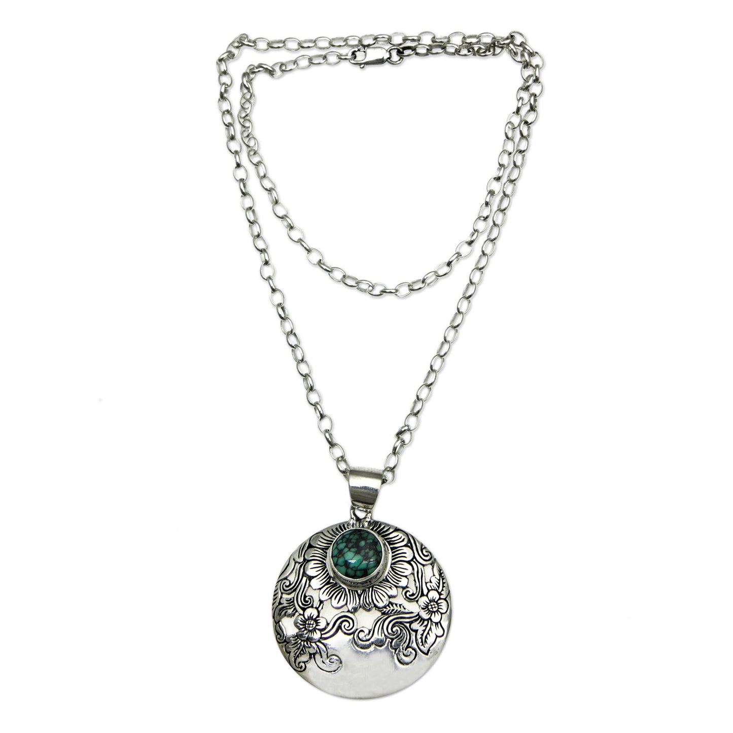 Sunflower Garden Fair Trade Sterling Silver Flower Pendant Necklace from Bali