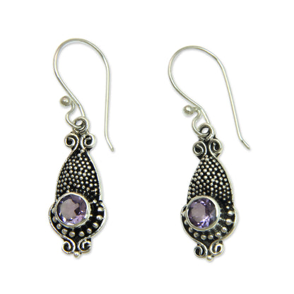 Purple Cephalopod Amethyst and Sterling Silver 925 Earrings with Squid Motif