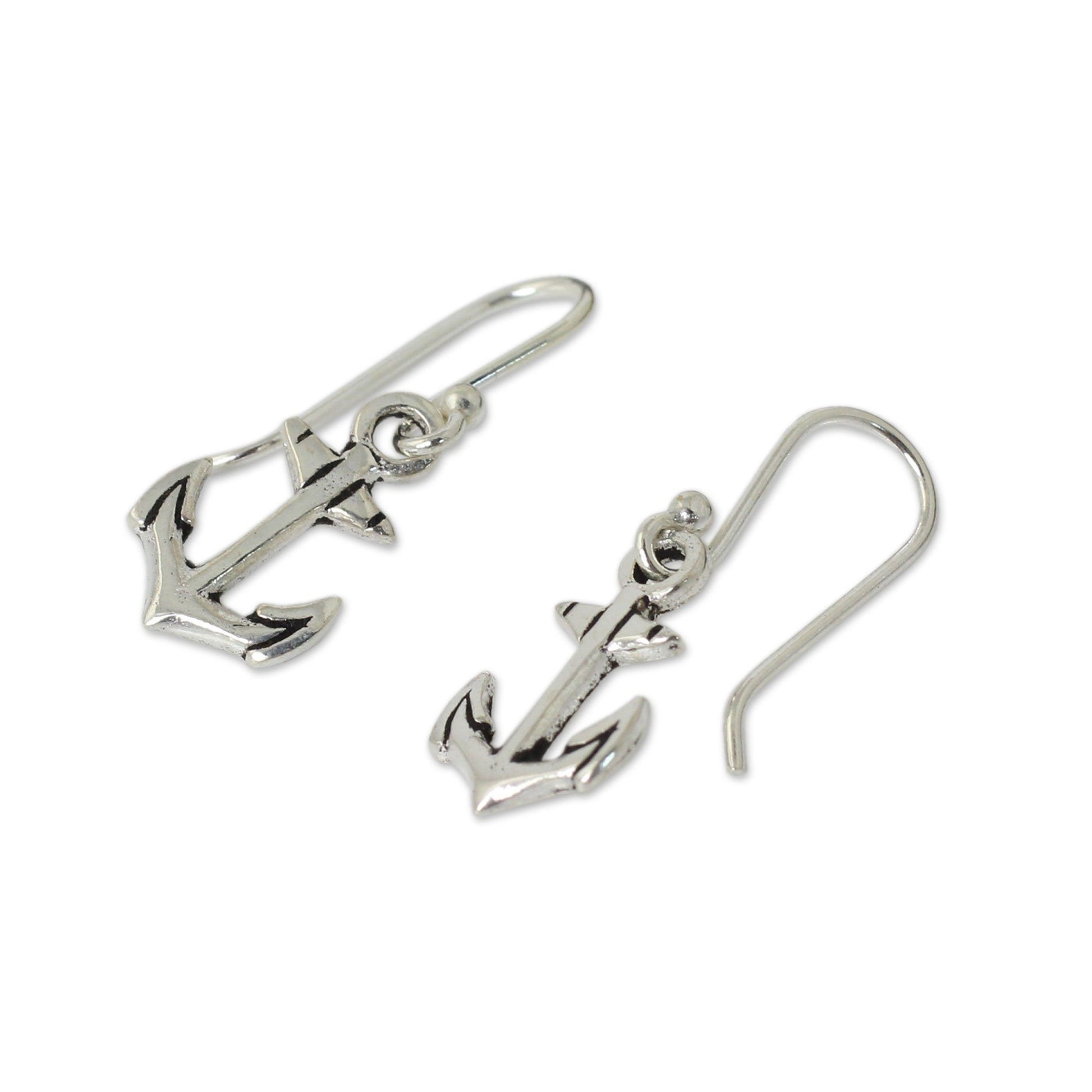 NOVICA - Anchor Dangle Earrings