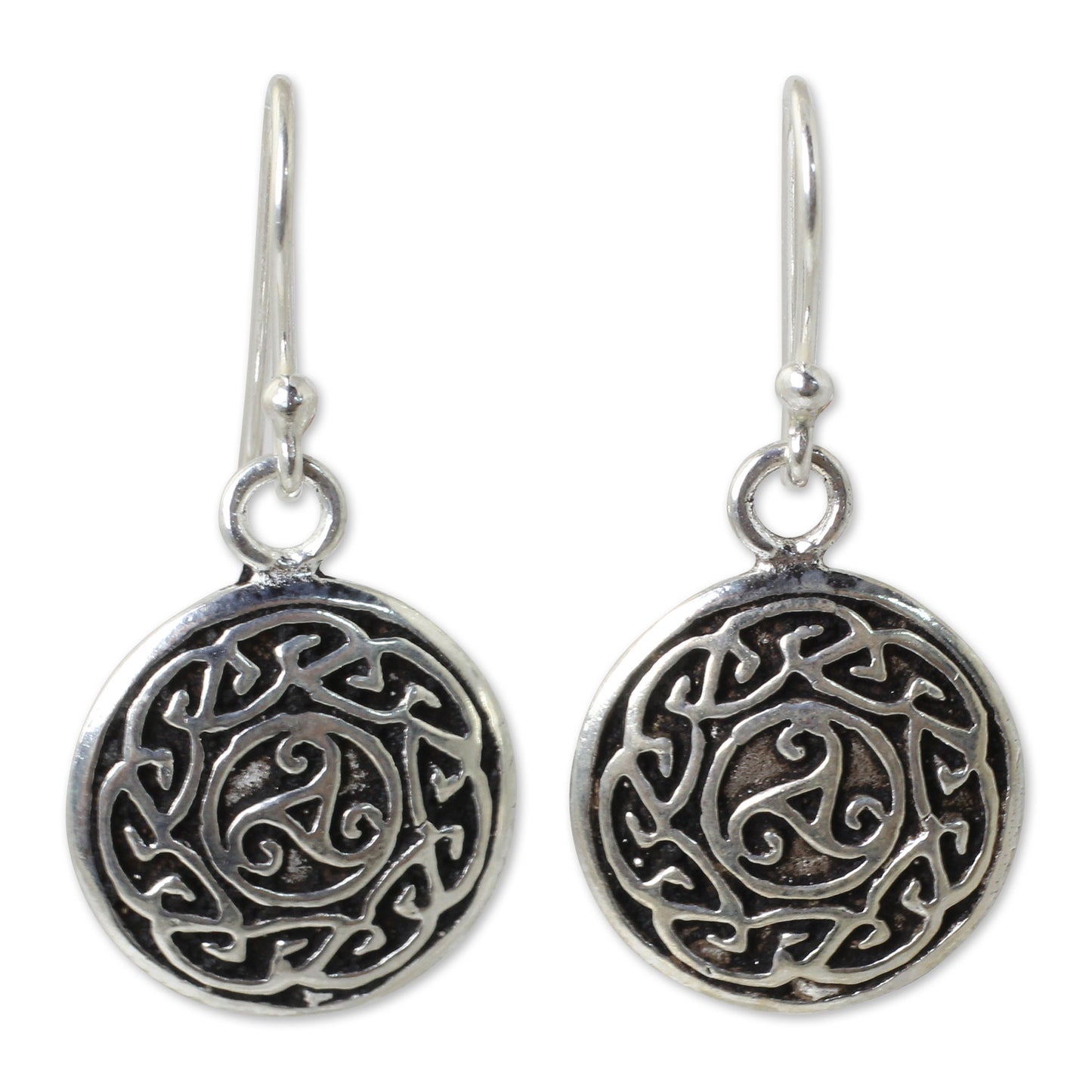 Sister Goddess Free Trade Celtic Motif Round Silver Earrings from Thailand