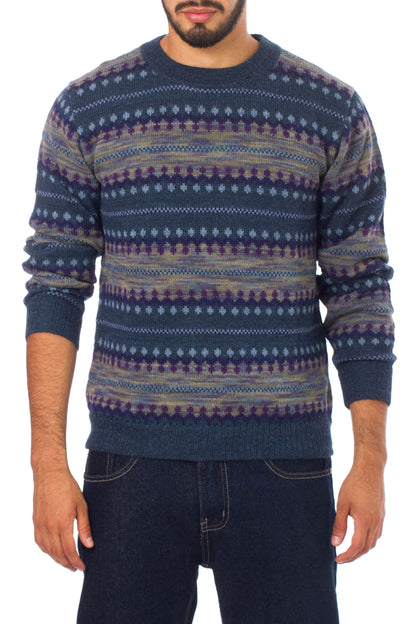 Cajamarca Blues Blue Men's Alpaca Sweater