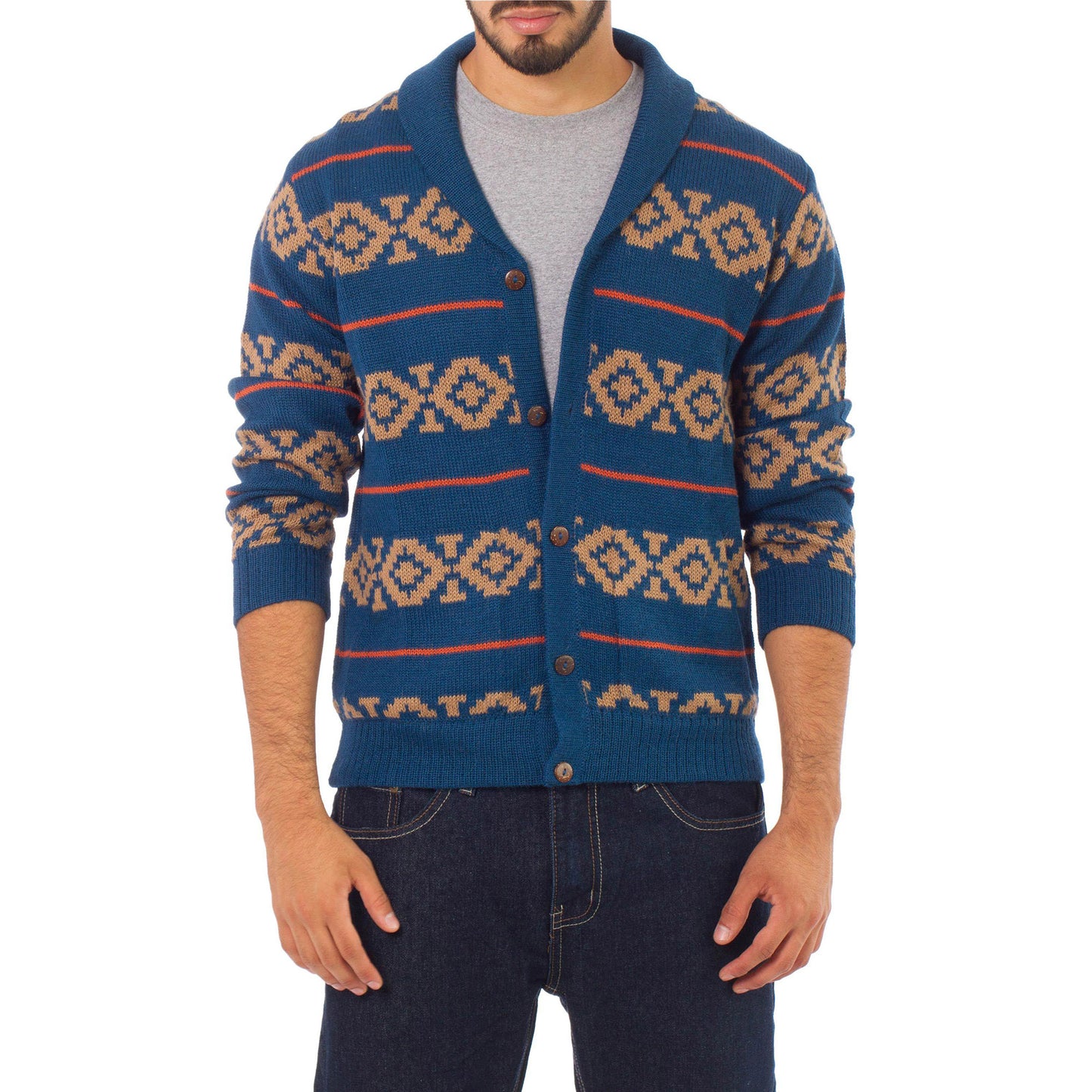 Blue Chakana Alpaca Men's Cardigan