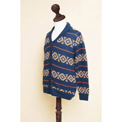 Blue Chakana Alpaca Men's Cardigan