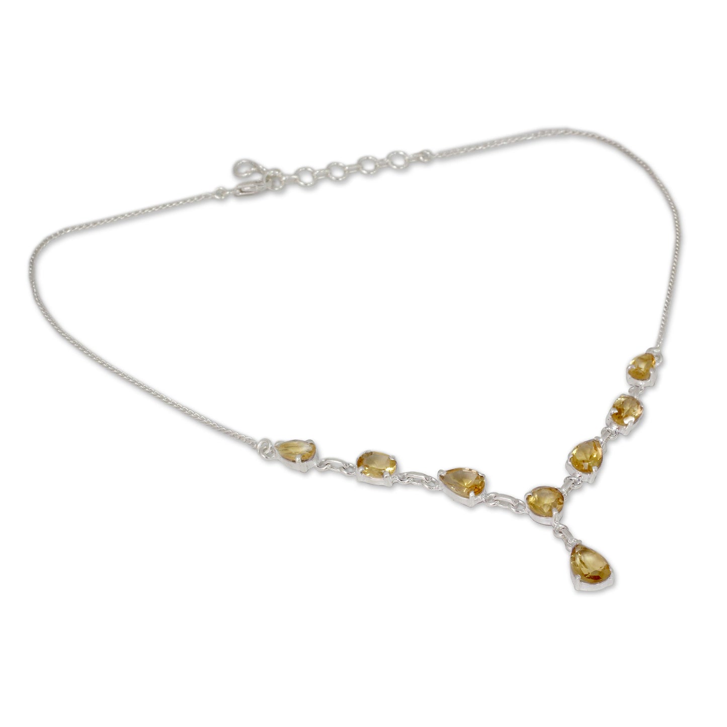 Golden Princess Fair Trade Handmade Citrine and 925 Silver Y Necklace