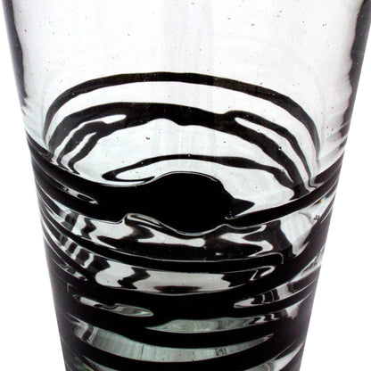 Ebony Spin Set of 6 Hand Blown Black Spiral Glass Tumblers from Mexico