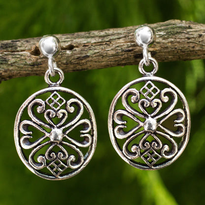 Lanna Enchantress Sterling Silver Filigree Dangle Earrings from Thailand