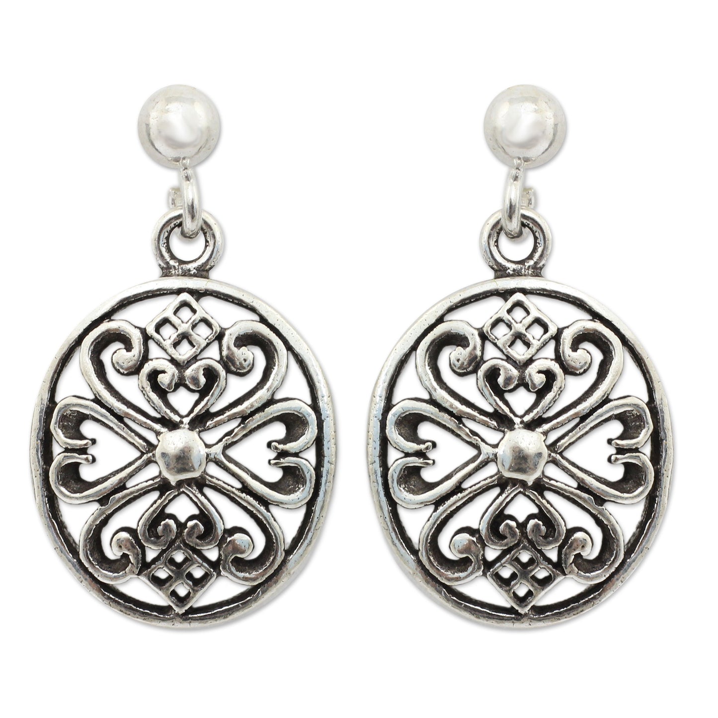 Lanna Enchantress Sterling Silver Filigree Dangle Earrings from Thailand