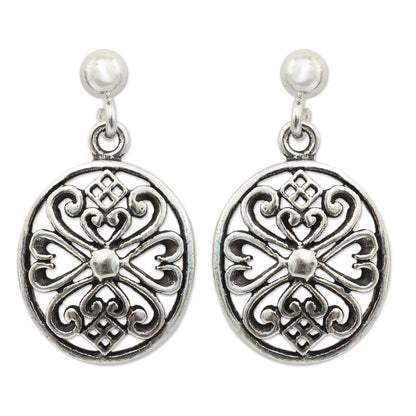 Lanna Enchantress Sterling Silver Filigree Dangle Earrings from Thailand