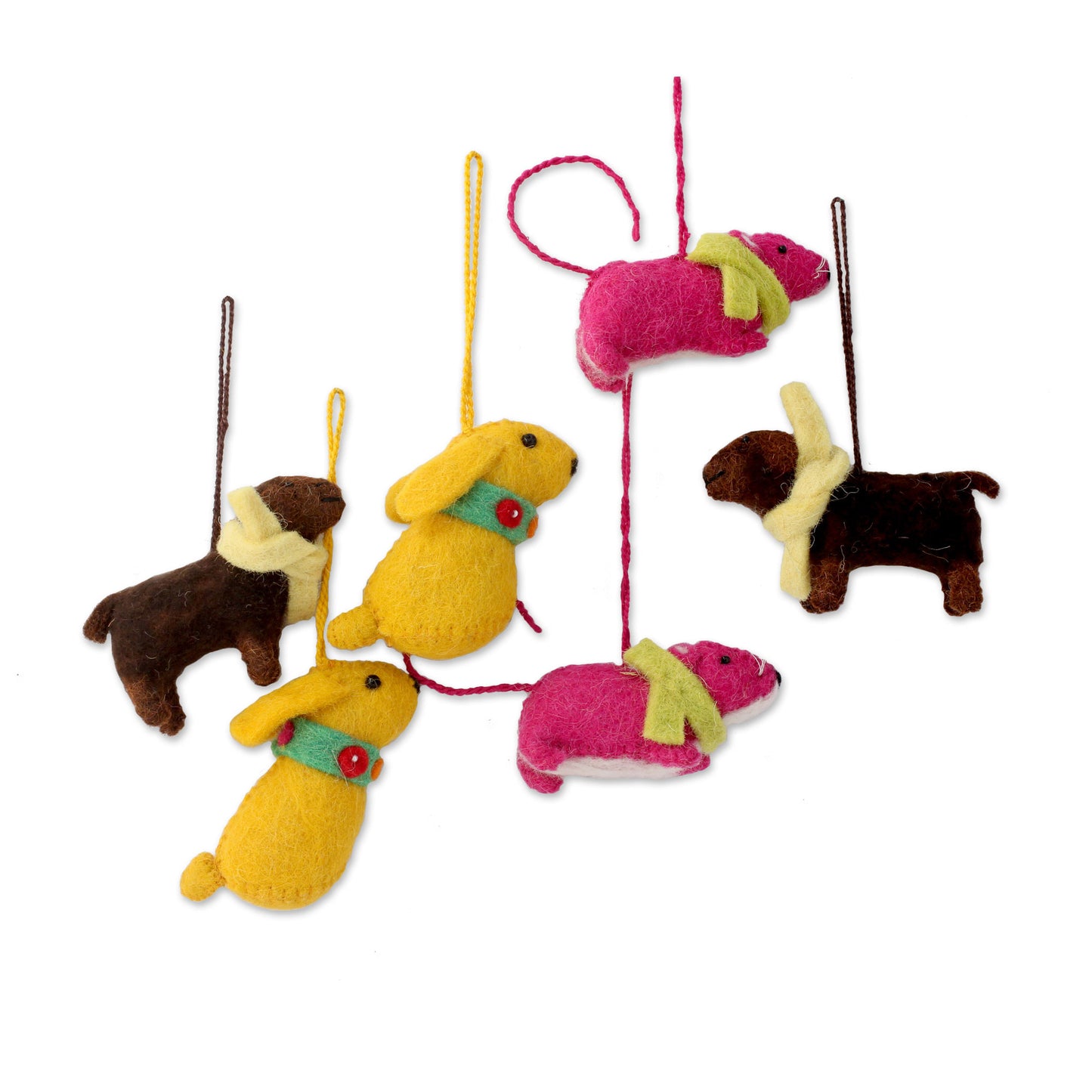 Forest Dreams Mouse Rabbit and Lamb Holiday Ornaments Set of 6