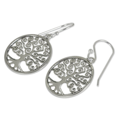 NOVICA - Sterling Silver Spiral Tree Dangle Earrings