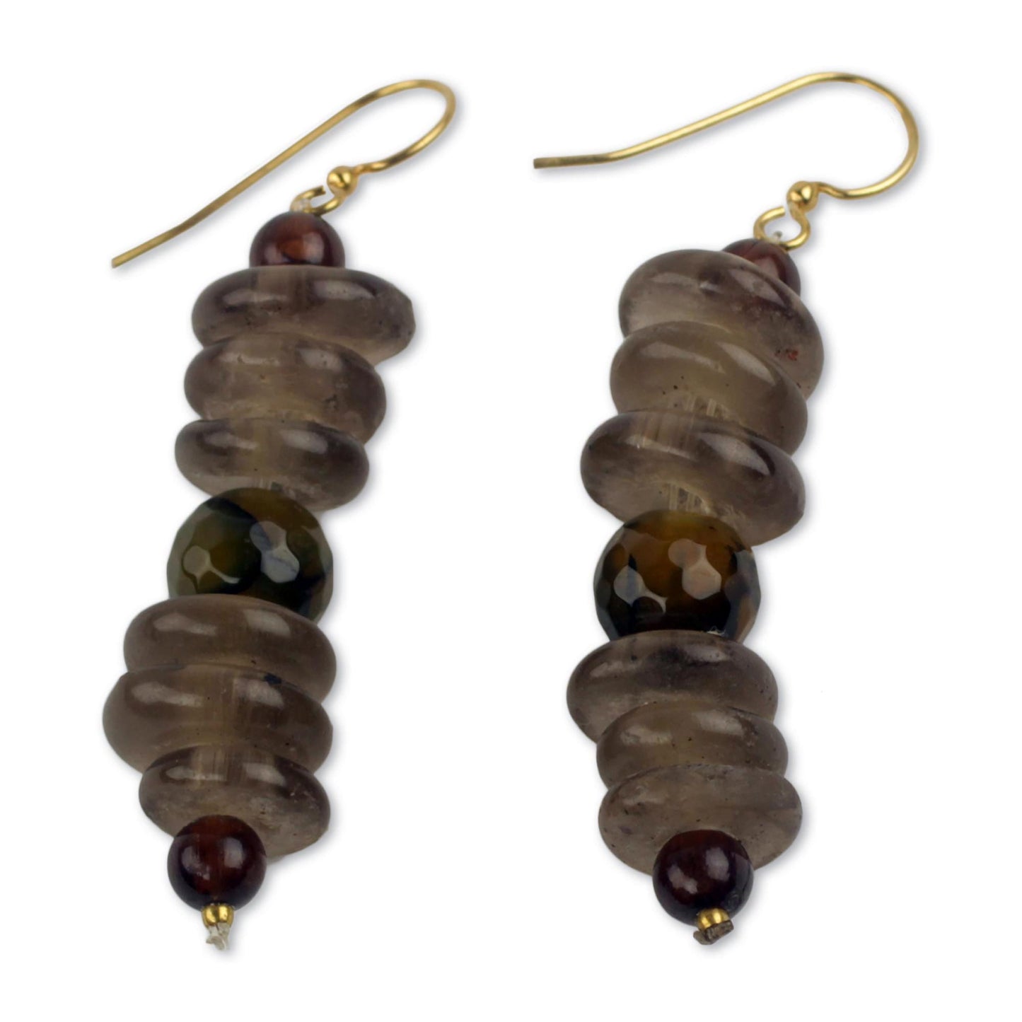 Dzifa Amber African Earrings Crafted by Hand with Recycled Beads