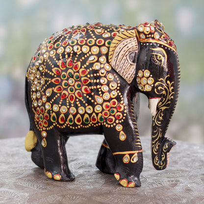 Majestic Indian Elephant Carved Zoo Animal Sculpture