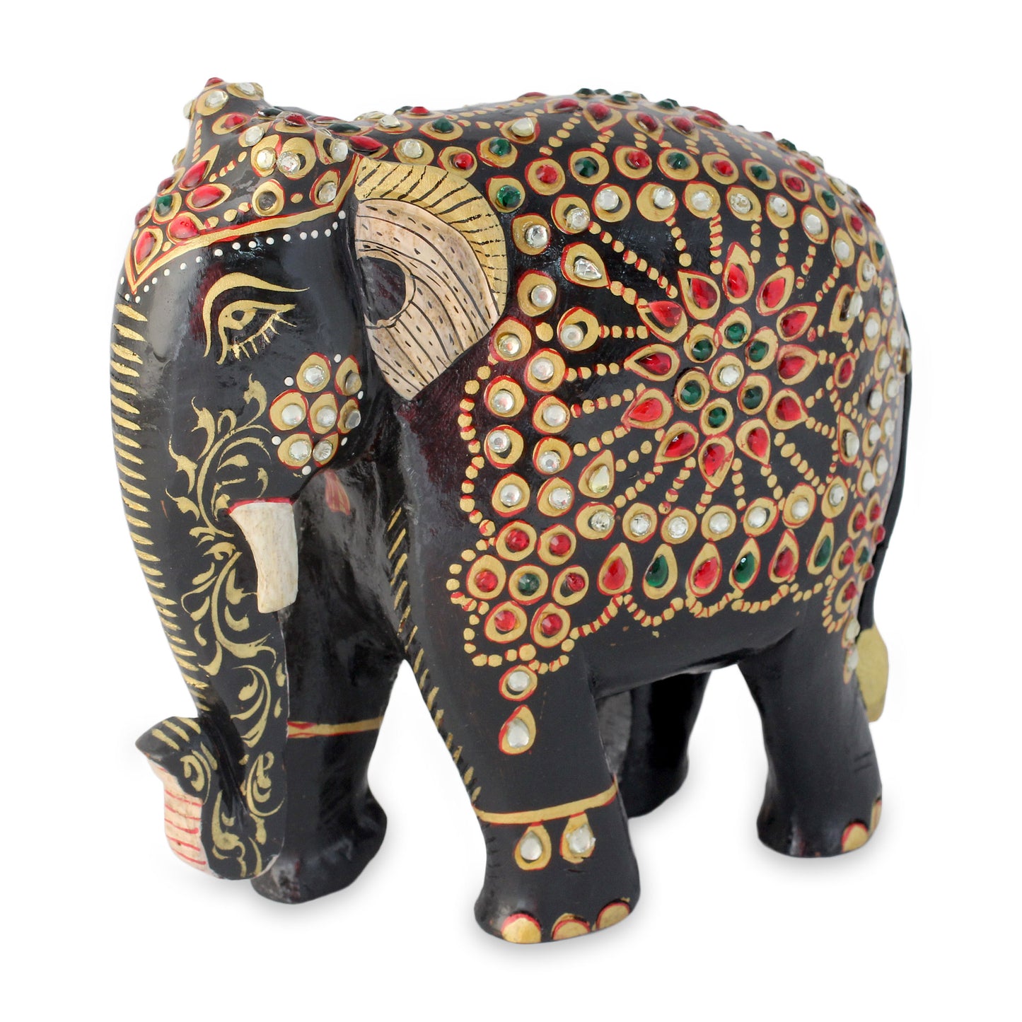 Majestic Indian Elephant Carved Zoo Animal Sculpture