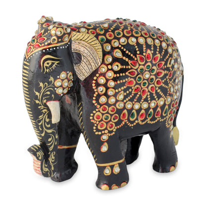 Majestic Indian Elephant Carved Zoo Animal Sculpture