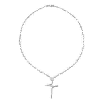 Son of a Carpenter Men's Artisan Crafted Taxco Silver Cross Necklace