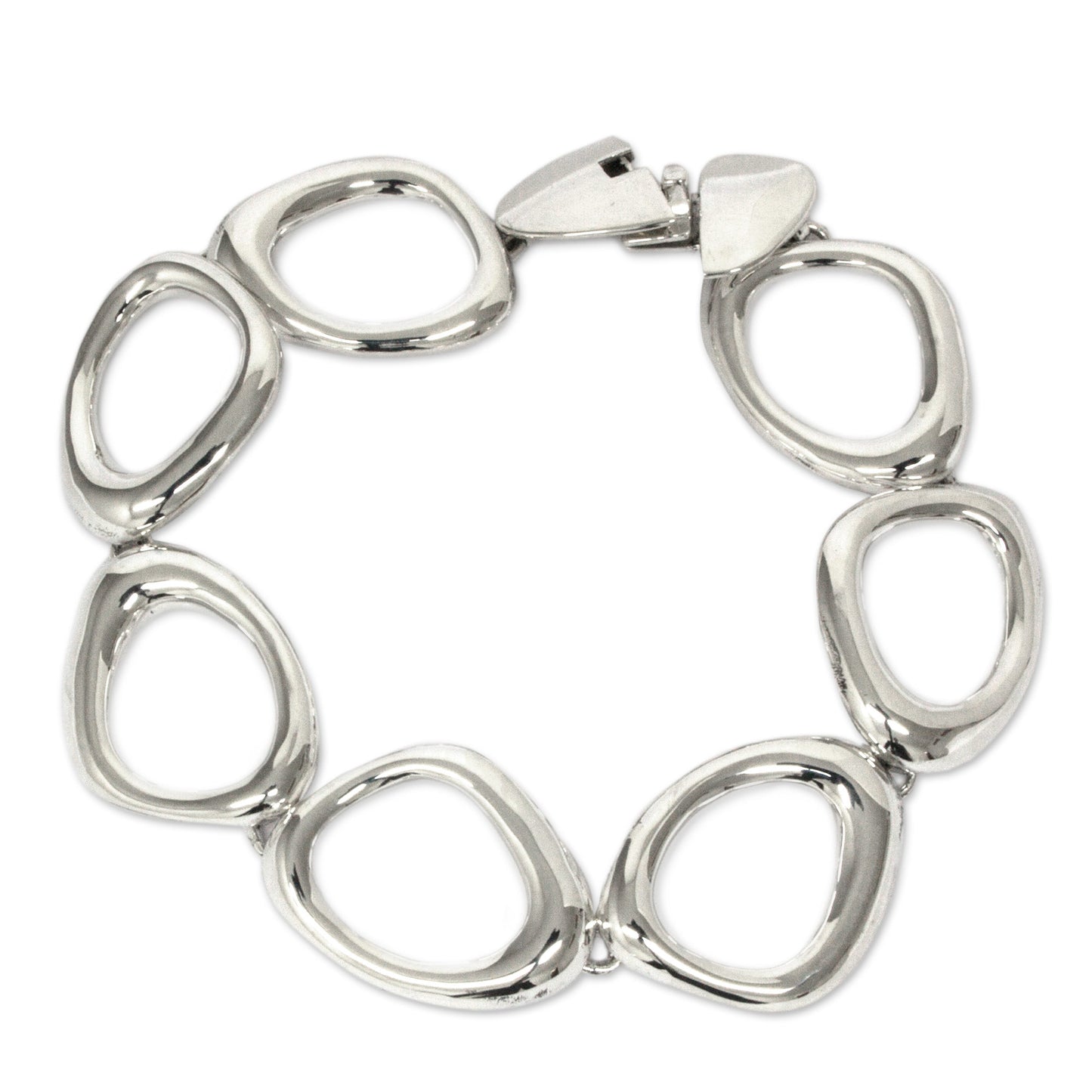 Bold Curves Mexican Handmade Taxco Silver Link Bracelet