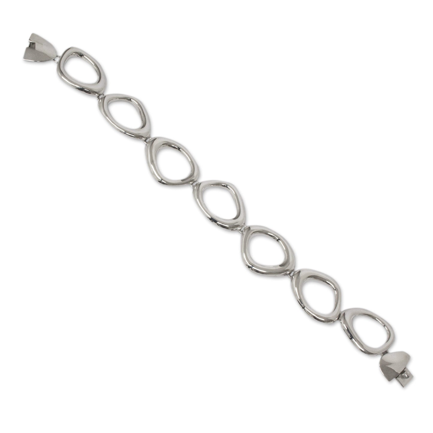 Bold Curves Mexican Handmade Taxco Silver Link Bracelet